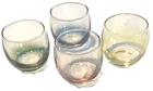 Vtg. MCM Federal Glass Roly Poly Swirled Rock Glasses Set of 4, Multicolor