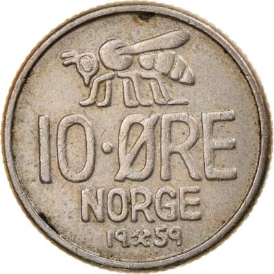 Norway 10 Øre - Olav V large letters Coin KM411 1959 - 1973 | eBay