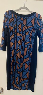 Bob Mackie Wearable Art Dress Sz Xs Geometric Brown Black