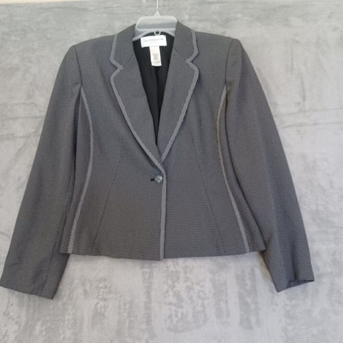 Traje Blazer Vestido Liz Claiborne Talla 8 Hasta la Rodilla Cambio Academia Ropa Profesional Gris - Imagen 4 de 11