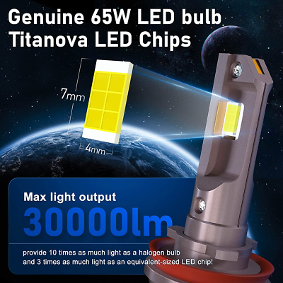 HIKARI 2023 Future H11/H8/H9/H16 LED Light Bulbs 65W 30000LM 6000K