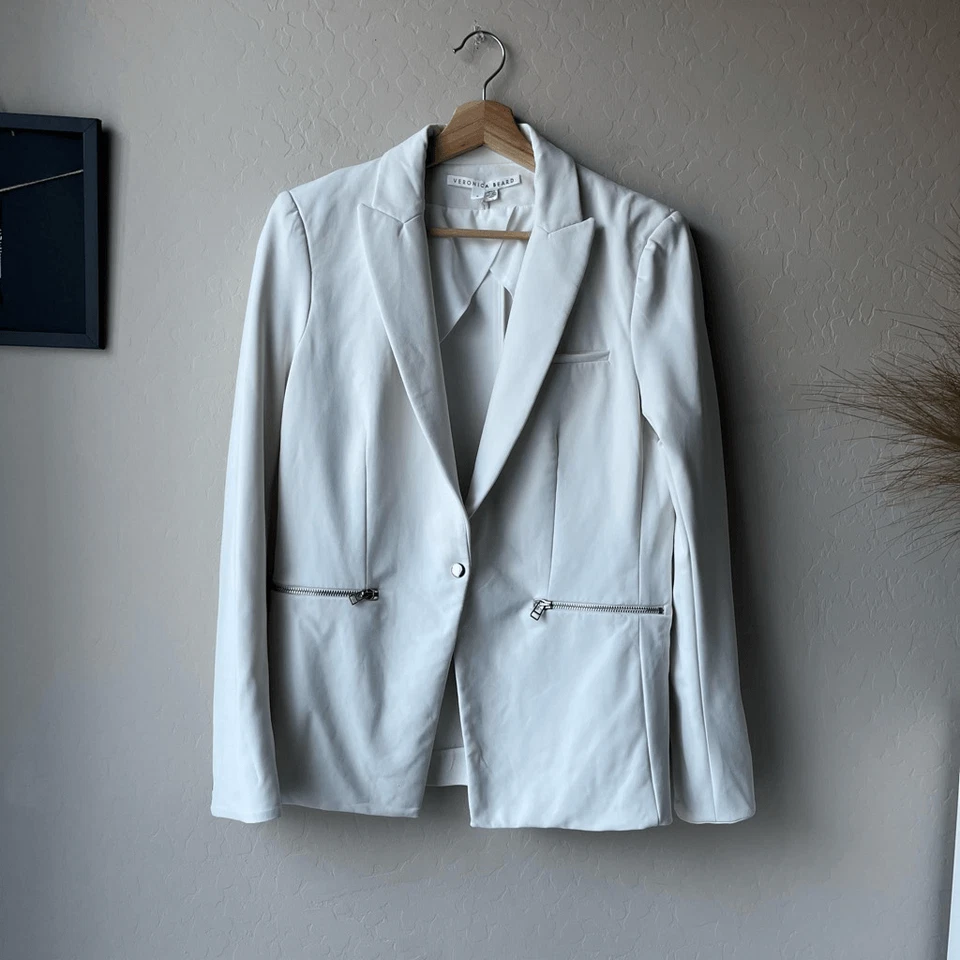 Veronica Beard Blazer Schoolboy Scuba Dickey Blazer Jacket White Size 8 - Image 2 of 4
