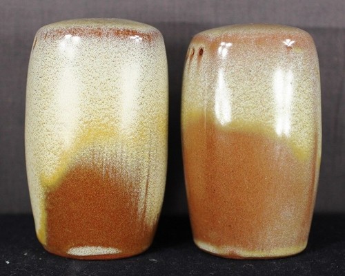 Frankoma Desert Gold Salt & Pepper Shakers Brown & Cream Stoneware Set Vintage - Picture 4 of 6