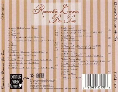 VARIOUS ROMANTIC DINNER FOR TWO NEW CD