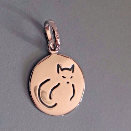 925 SILVER CAT PENDANT TAG CHARM COLLAR FINE JEWELRY FREYAS CAT RESCUE LOGO  - Picture 1 of 8