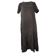 Hatch Shift Dress Maternity sz XS 0 Dark Gray Cupro Round Neck Short Sleeve Zip