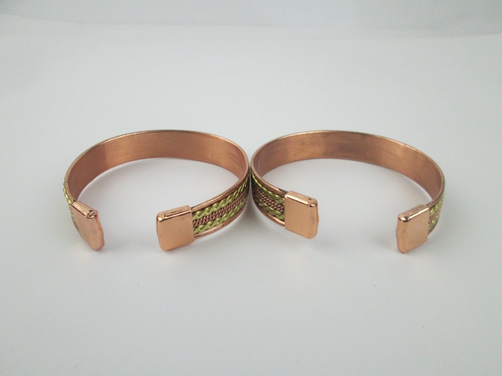 2 Solid Copper 2 Tone Cuffed Bracelet Pure Copper… - image 3
