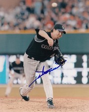 JASON GRILLI   COLORADO ROCKIES   ACTION SIGNED 8x10