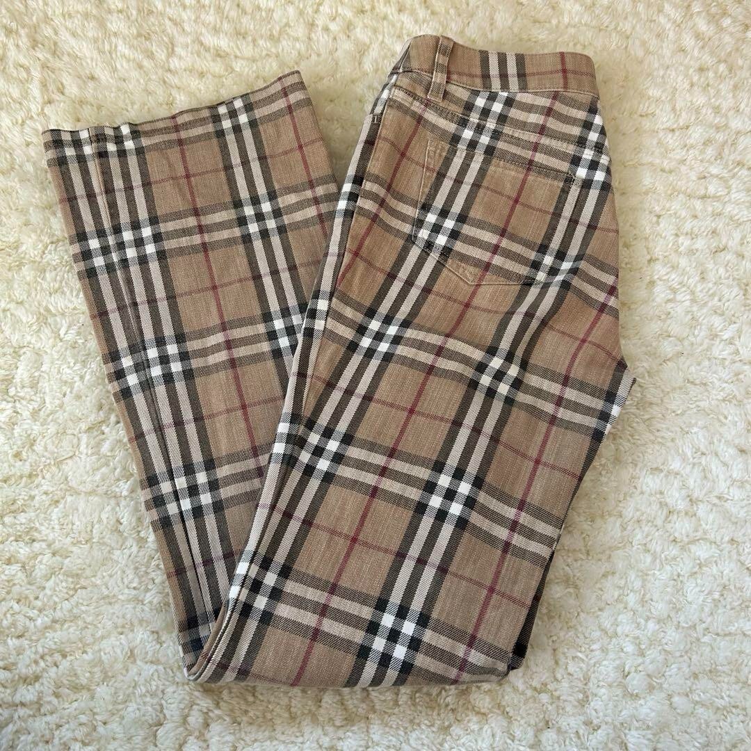 BURBERRY LONDON Nova Check Bootcut pants size-36 beige fashion