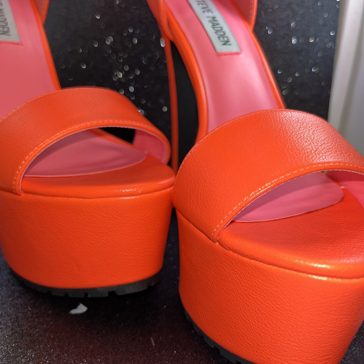 Steve Madden Steppup Neon Orange platform open toe women's