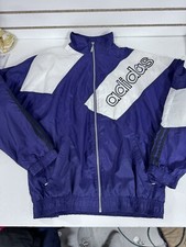 Vintage 80s 90s Adidas Windbreaker Coat Jacket Soccer Tennis Running Grunge L BH