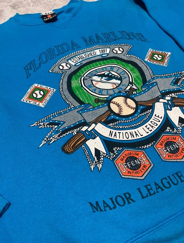 Vintage 1992 Florida Marlins Crew Neck Sweater Mens Size Medium CR - Image 3 of 4