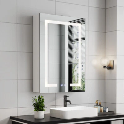 HOME-GARDEN-TRENDS LED Bathroom Mirror Cabinet with Shaver Socket Demister Dimmable Lights Cupboard