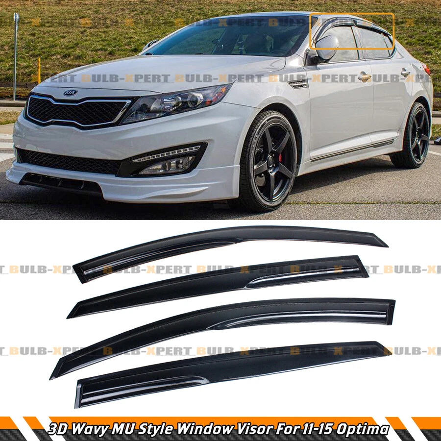 PARA KIA OPTIMA SX EX LX 2011-15 VISERA DE VENTANA ONDULADA 3D PROTECTOR DE LLUVIA DEFLECTOR SOMBRA Foto 2 de 4
