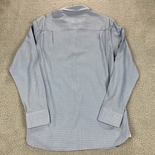Tommy Bahama Shirt Men Size Medium Blue Silk Button Up Houndstooth Long Sleeve - Picture 7 of 7