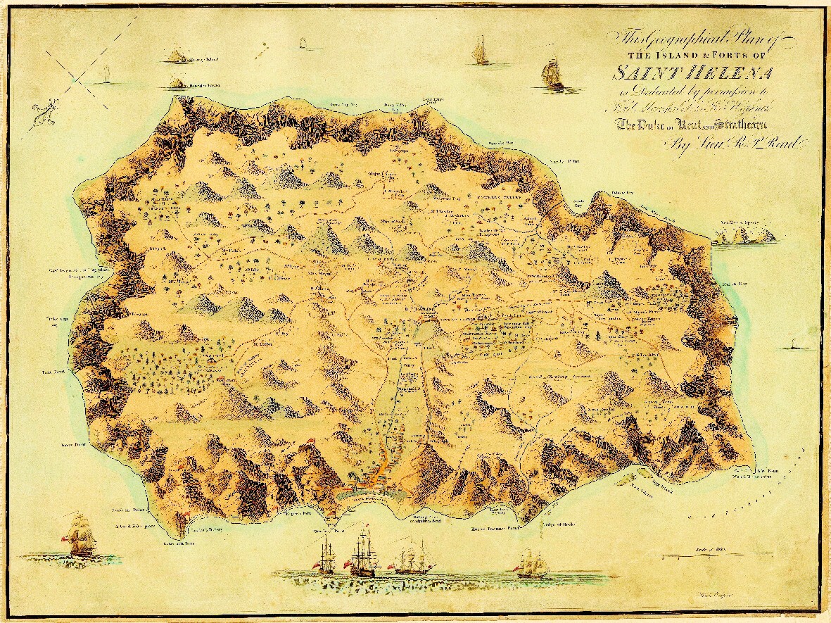 Carte de Sainte-Hélène 1815 poster historique 60x80cm de collection
