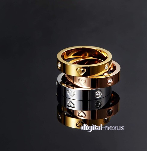 18K Gold Plated Silver Rose Gold Stainless Steel Wedding Band Brithday Gift - Picture 18 of 42