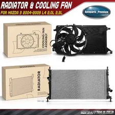 Aluminum Radiator & Cooling Fan Assembly Kit for Mazda 3 2004-2009 L4 2.0L 2.3L