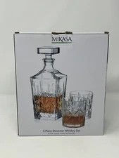 3 Pc lead free Crystal Decanter Set Whiskey Alcohol barware drinkware 10oz
