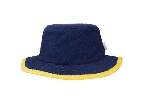 The Plain Narrow Brim Terry Bucket Hat-Navy/Yellow