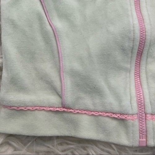 Toddler Girls Sz 24 Months Fleece Top Mint Green Pink Cute Embroidered Full Zip - Picture 5 of 8