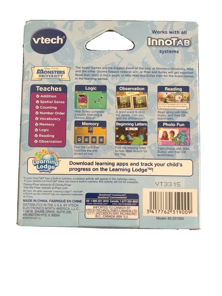 VTech InnoTab Learning Software Monsters University Problem Solving  - Image 2 of 2