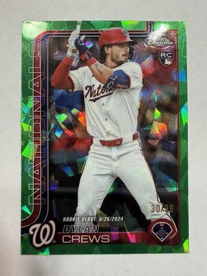 Dylan Crews 2025 Topps Chrome Sapphire Rookie RC Green /99 #USC190 Nationals