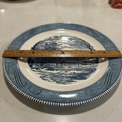 Vintage Currier and Ives Getting Ice 12" Chop Plate - Royal China - Blue - Picture 4 of 4