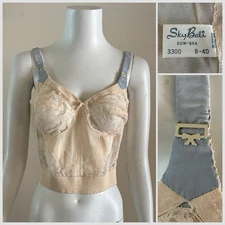 1960s Sky Bali Bow-Bra Long Line Girdle Size B 40 Lace Bow Corset *Altered* VTG