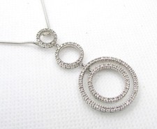 925 Sterling Silver Genuine Diamond Four Circles Necklace 47.1x22.5mm 9.8g