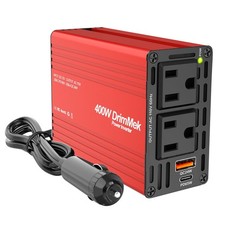 400W Car Power Inverter - Dual DC 12V to 110V AC Plug Adapter 400W, RED