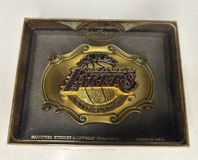 Vintage Los Angeles Lakers Back To Back Brass Belt Buckle Raintree