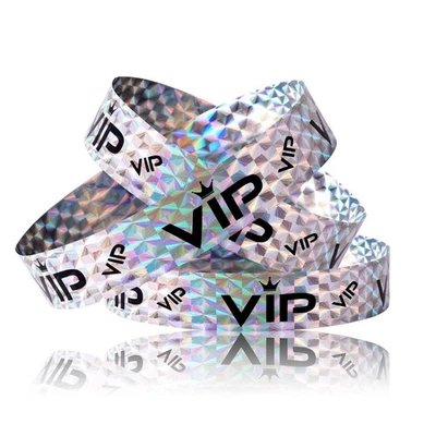 CENTRALDEPOT247 500pcs Holographic Silver VIP Wristbands for Events & Festivals