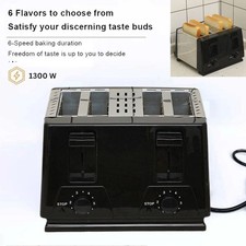 Toaster 4 Slice Black 4 Slice Toaster Wide Slots Modern Defrost Reheat Browning