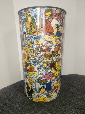 RARE WARNER BROS CARTOON COMIC CHARACTER TRASH CAN 19.5'' SCARCE FIGURES