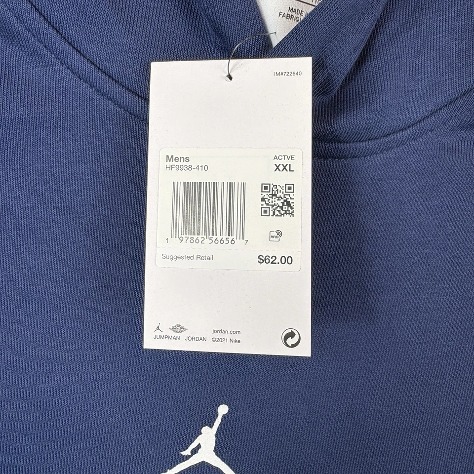 Nike Air Jordan Sleeveless Hoodie Men's 2XL Blue Navy Dri Fit Pullover NEW - Image 4 of 4