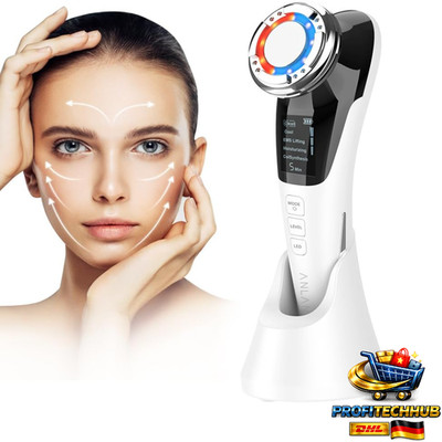 ANLAN 5 in 1 Gesichtsmassagegerät EMS Vibration Rote Blaue Lichttherapie