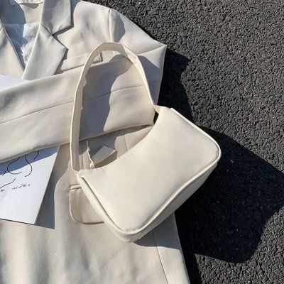New Women's Fashion Handbags Retro Solid Color PU Leather Shoulder Underarm Bag