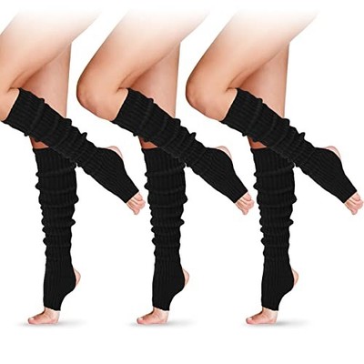  Long Leg Warmers for Women 24 Inch over The Knee Knit Ribbed One Size 3 Black
