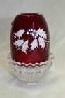 Fenton Holly Fairy Lamp Candle Ruby Flocking Orig. Sticker 4 1/2"