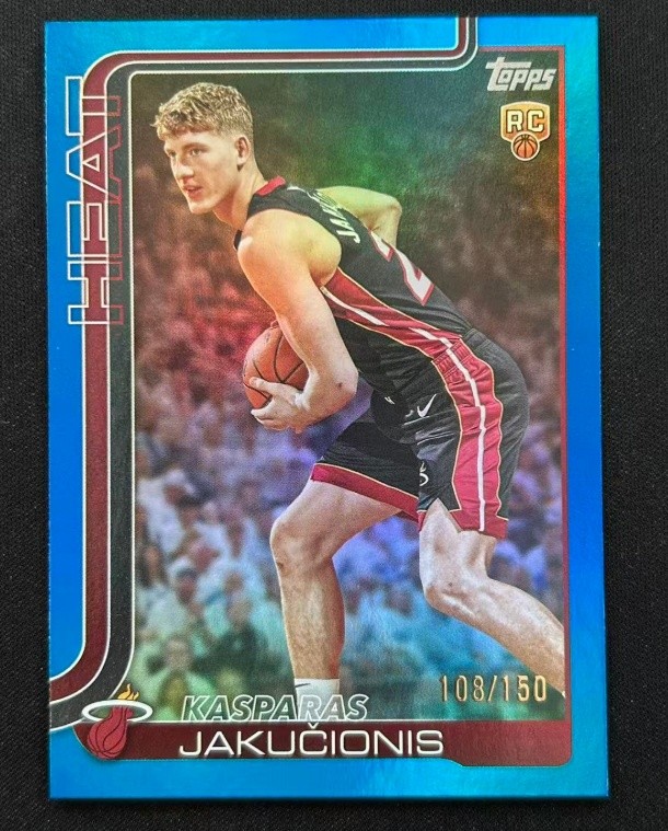 Kasparas Jakucionis 2025-26 Topps Flagship Blue Rainbow Foil 108/150 RC #220