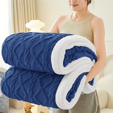 Luxury Heavy Sherpa Blanket Warm Geometric Blankets Sofa Bed Fleece Throw Gifts