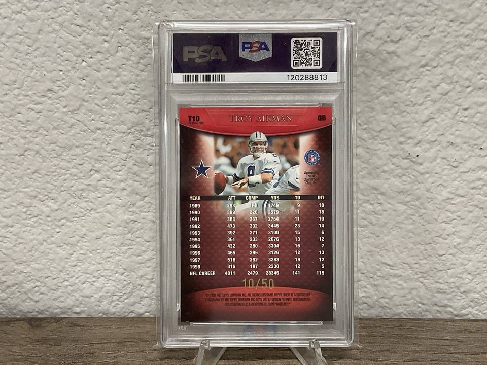 1999 finest tm. finest troy aikman #t10 nm-mt 8 red-red refractor - Image 2 of 2