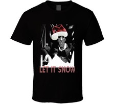 Scarface Tony Montana Let It Snow Ugly Christmas Sweater Style Black T Shirt