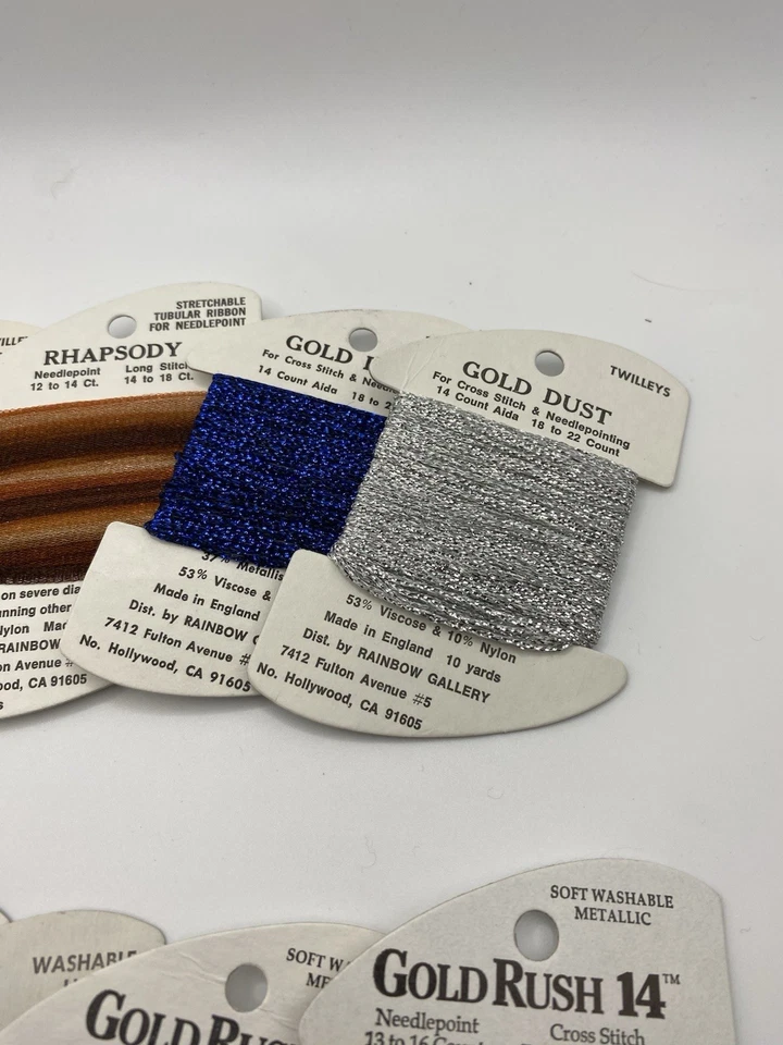 Rainbow Gallery Gold Rush Dust Lot Needlepoint Ribbon Rayon 10 Cards 10 YDS (15) - Image 3 of 4