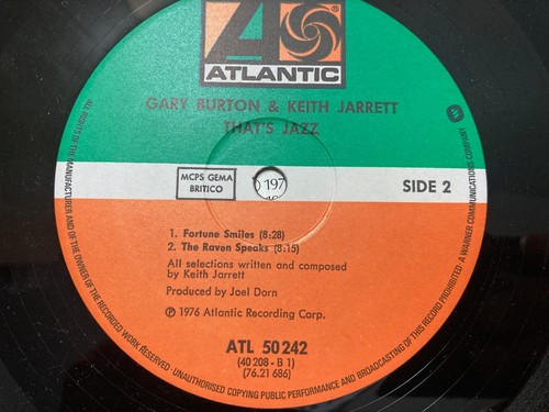 GARY BURTON KEITH JARRETT 1976 GERMAN ATLANTIC PRESS, THAT'S JAZZ 12, NEAR MINT - Picture 4 of 4
