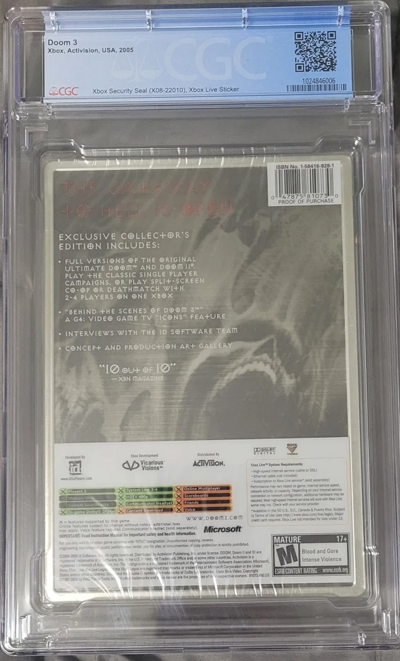 NEW Sealed GRADED CGC 9.8 A+ Doom 3 Limited Collector's Edition Steelbook Xbox - Image 4 of 4