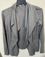 Philosophy Republic Clothing Women  s Gray Open Front Faux Jacket Sz S