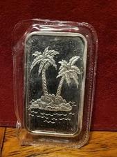 1 OZ PARADISE MINT PALM TREES .999 SILVER ART BAR SEALED