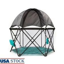Portable Playard Indoor Outdoor Use Canopy Mesh Washable Foldable Toddlers 12 Lb